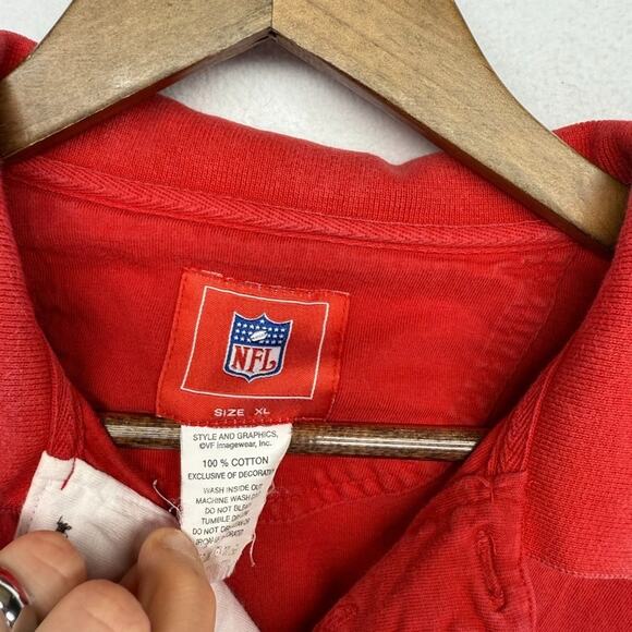 Vintage Kansas City Chiefs Rugby Shirt Men's XL Red White Embroidered Logo y2k - Picture 8 of 12